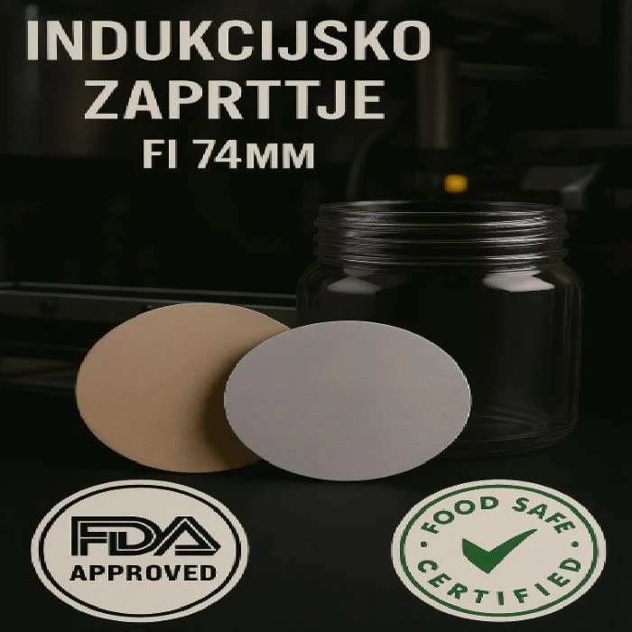 Folija za indukcijsko varjenje fi 74mm za steklene kozarce, folija za indukcijsko varjenje, fi 74mm, stekleni kozarci, ceneje, ugodno, prihranek, lokalno, Ljubljana, prehranski dodatki, certifikat za stik z živili, aluminijasta folija, inovativna embalaža, podjetniški prihranek